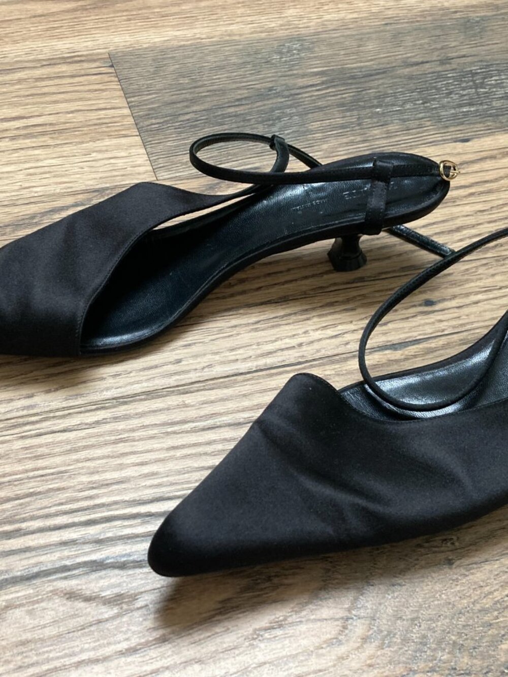 KHAITE Black Satin Slingback Pumps Women's US 8 EU 38.5 Made in Italy - Picture 11 of 11